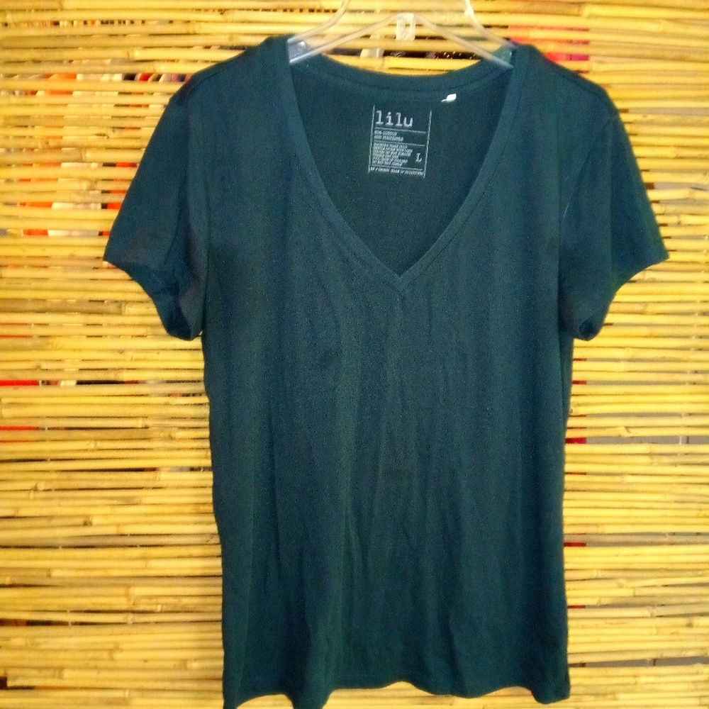 Lilu L Black V-neck Knit Top